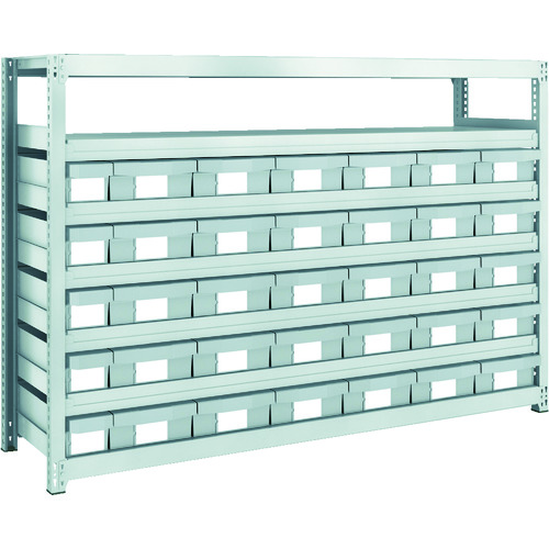 トラスコ中山 TRUSCO スチール製軽中量ボルトレス棚 M2型 樹脂ネオグレー引出付 W1760×D450×H1200 小×5・大×30(ご注文単位1台)【直送品】