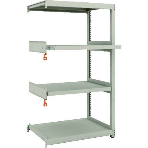 トラスコ中山 TRUSCO スチール製軽中量ボルトレス棚 M2型 W860×D600×H1500 4段うちスライド2段 連結(ご注文単位1セット)【直送品】