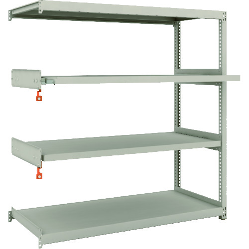 トラスコ中山 TRUSCO スチール製軽中量ボルトレス棚 M2型 W1460×D600×H1500 4段うちスライド2段 連結(ご注文単位1セット)【直送品】