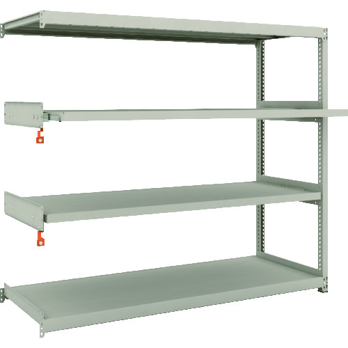 トラスコ中山 TRUSCO スチール製軽中量ボルトレス棚 M2型 W1760×D600×H1500 4段うちスライド2段 連結(ご注文単位1セット)【直送品】