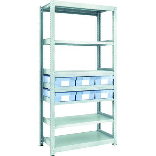 トラスコ中山 TRUSCO スチール製軽中量ボルトレス棚 M2型 樹脂透明引出付 W860×D450×H1800 大×6(ご注文単位1台)【直送品】