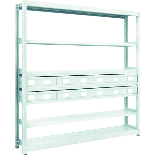 トラスコ中山 TRUSCO スチール製軽中量ボルトレス棚 M2型 スチール引出付 W1760×D300×H1800 小×2・大×12（ご注文単位1台）【直送品】