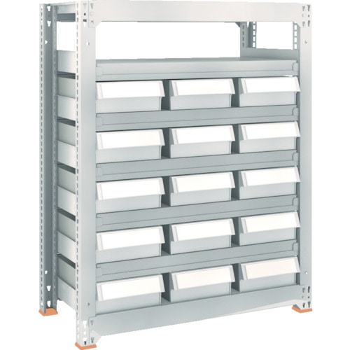 トラスコ中山 TRUSCO スチール製中量ボルトレス棚 M3型 樹脂ネオグレー引出付 W900×D471×H1800 大×6(ご注文単位1台)【直送品】