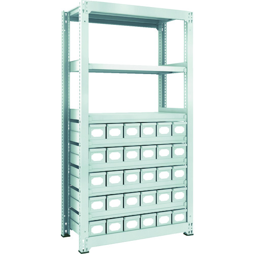 トラスコ中山 TRUSCO スチールラック M3型中量棚 H1800 スチール引出付 小X30(ご注文単位1台)【直送品】