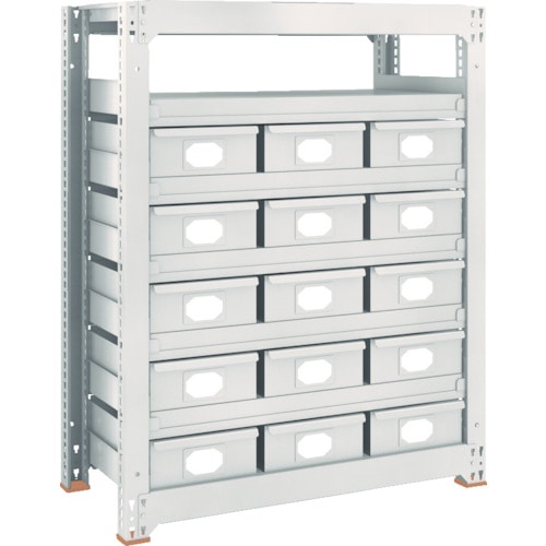 トラスコ中山 TRUSCO スチール製中量ボルトレス棚 M3型 スチール引出付 W900×D471×H1800 大×15(ご注文単位1台)【直送品】