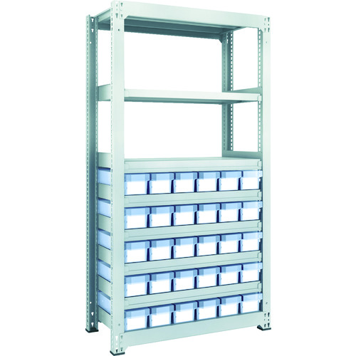 トラスコ中山 TRUSCO スチールラック M3型中量棚 H1800 樹脂透明引出付 小X30(ご注文単位1台)【直送品】