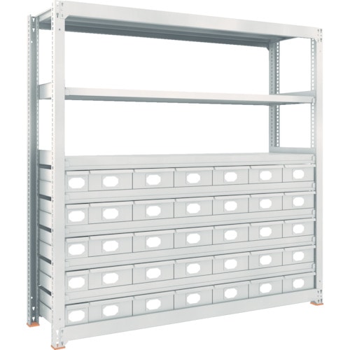 トラスコ中山 TRUSCO スチール製中量ボルトレス棚 M3型 スチール引出付 W1800×D471×H1800 小×5・大×30(ご注文単位1台)【直送品】