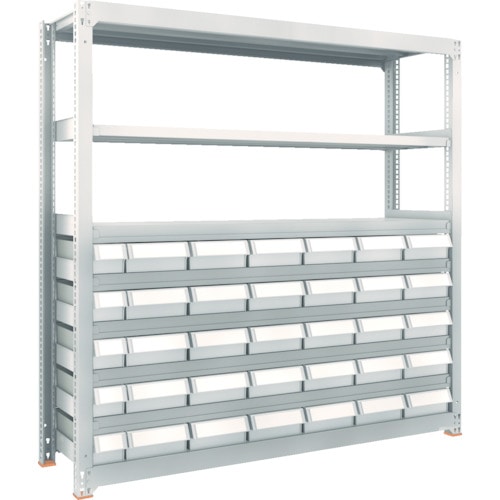 トラスコ中山 TRUSCO スチール製中量ボルトレス棚 M3型 樹脂ネオグレー引出付 W1800×D471×H1800 小×5・大×30(ご注文単位1台)【直送品】