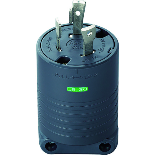 トラスコ中山 明工 接地2P30A引掛プラグ(L5-30)30A.125V(黒)（ご注文単位1個）【直送品】