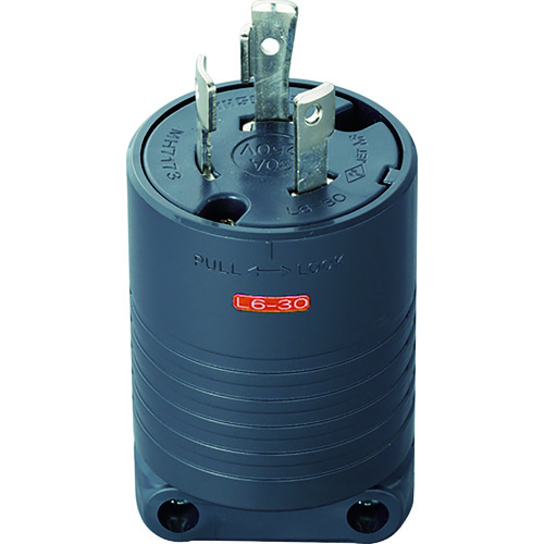 トラスコ中山 明工 接地2P30A引掛プラグ(L6-30)30A.250V(黒)（ご注文単位1個）【直送品】