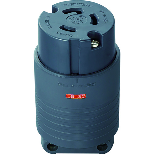 トラスコ中山 明工 接地2P30A引掛コネクターボデー(L6-30)30A.250V(黒)（ご注文単位1個）【直送品】