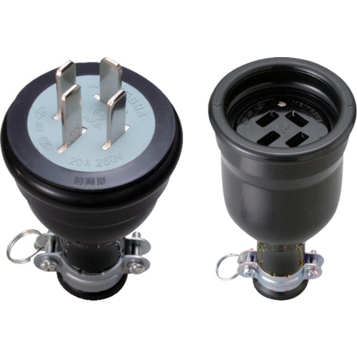 トラスコ中山 明工 接地3P20A防水コネクター組(ご注文単位1個)【直送品】