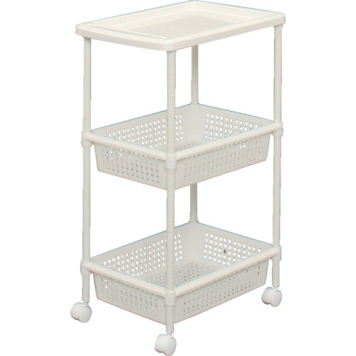 トラスコ中山 IRIS 222380 メタルポールワゴン MKW-3W ホワイト(ご注文単位1台)【直送品】