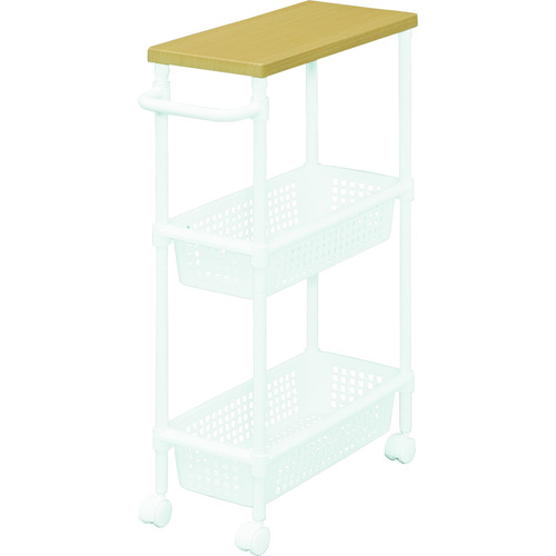 トラスコ中山 IRIS 222691 ウッドトップメタルポールワゴン MKW-WT3S ホワイト/ビーチ(ご注文単位1台)【直送品】