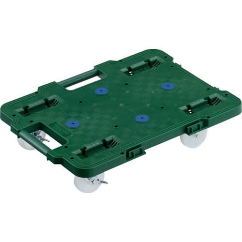 トラスコ中山 TRUSCO 樹脂製平台車 連結式ルートバン 515X385 ナイロン車輪 4輪自在 ストッパー付 緑(ご注文単位1台)【直送品】