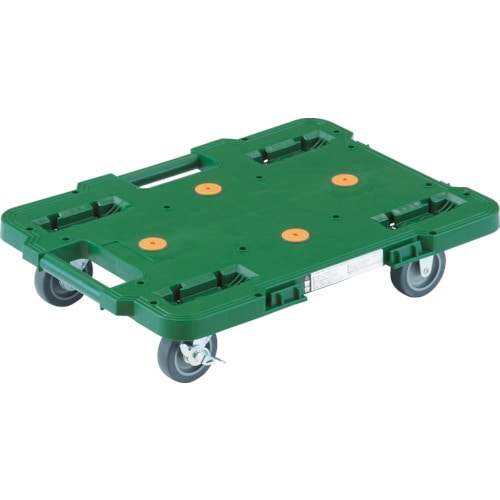 トラスコ中山 TRUSCO 樹脂製平台車 ルートバン 370X500 ストッパー付 緑(ご注文単位1台)【直送品】