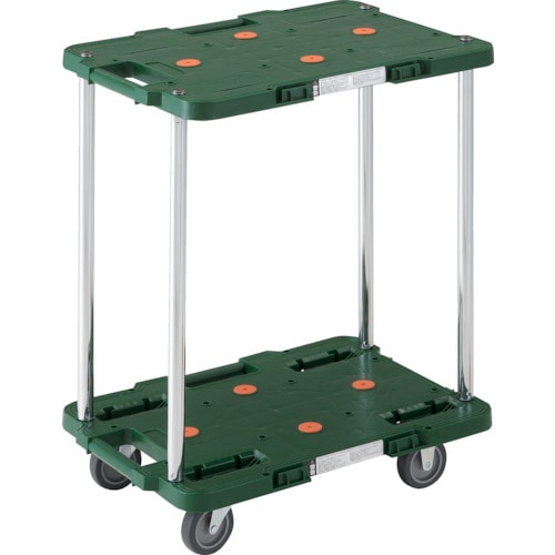 トラスコ中山 TRUSCO 樹脂製台車 ルートバン 2段式 370X500 緑(ご注文単位1台)【直送品】