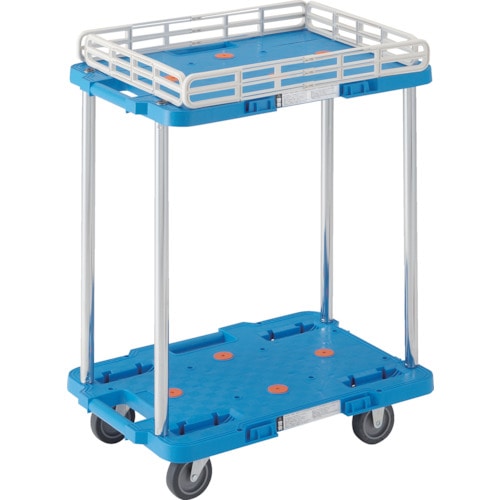 トラスコ中山 TRUSCO 樹脂製台車 ルートバン 2段式 こぼれ止め1段付 370X500 青(ご注文単位1台)【直送品】