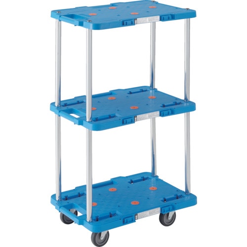 トラスコ中山 TRUSCO 樹脂製台車 ルートバン 3段式 370X500 青(ご注文単位1台)【直送品】