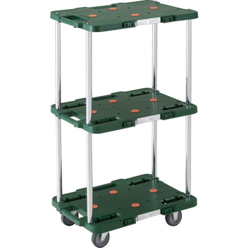トラスコ中山 TRUSCO 樹脂製台車 ルートバン 3段式 370X500 緑(ご注文単位1台)【直送品】
