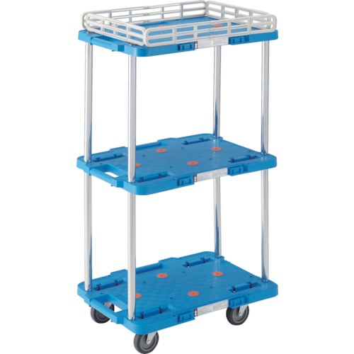 トラスコ中山 TRUSCO 樹脂製台車 ルートバン 3段式 こぼれ止め1段付 370X500 青(ご注文単位1台)【直送品】