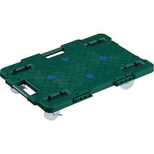 トラスコ中山 TRUSCO 樹脂製平台車 連結式ルートバン 615X415 ナイロン車輪 4輪自在 ストッパー付 緑(ご注文単位1台)【直送品】