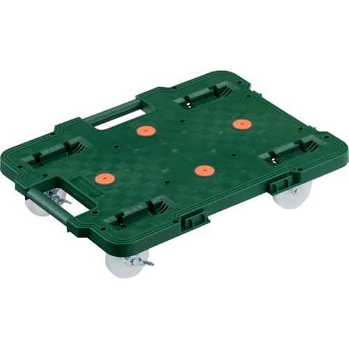 トラスコ中山 TRUSCO 樹脂製平台車 連結式ルートバン 615X415 ナイロン車輪 ストッパー付 緑(ご注文単位1台)【直送品】