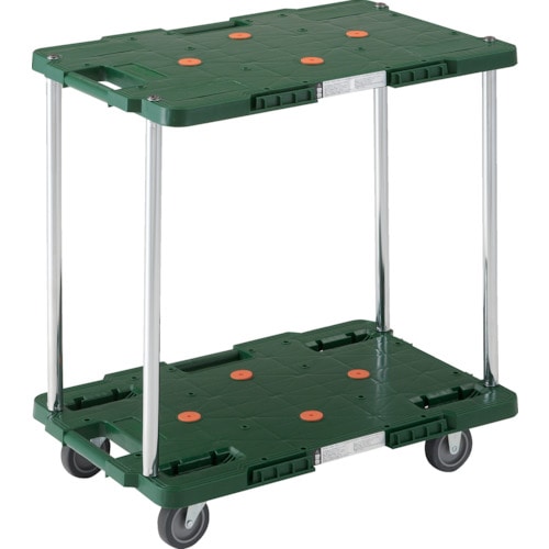 トラスコ中山 TRUSCO 樹脂製台車 ルートバン 2段式 400X600 緑(ご注文単位1台)【直送品】