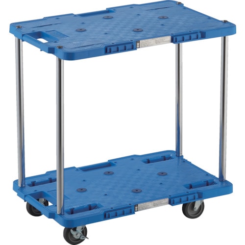 トラスコ中山 TRUSCO 樹脂製台車 ルートバン 2段式 400X600 4輪自在ストッパー付 青(ご注文単位1台)【直送品】