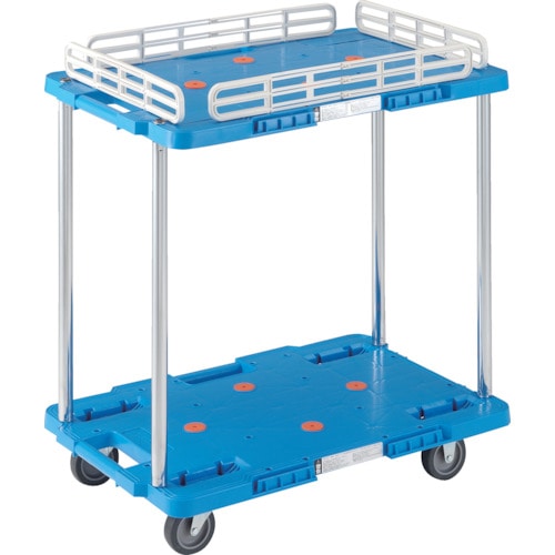 トラスコ中山 TRUSCO 樹脂製台車 ルートバン 2段式 こぼれ止め1段付 400X600 青(ご注文単位1台)【直送品】