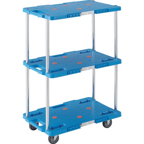 トラスコ中山 TRUSCO 樹脂製台車 ルートバン 3段式 400X600 青(ご注文単位1台)【直送品】