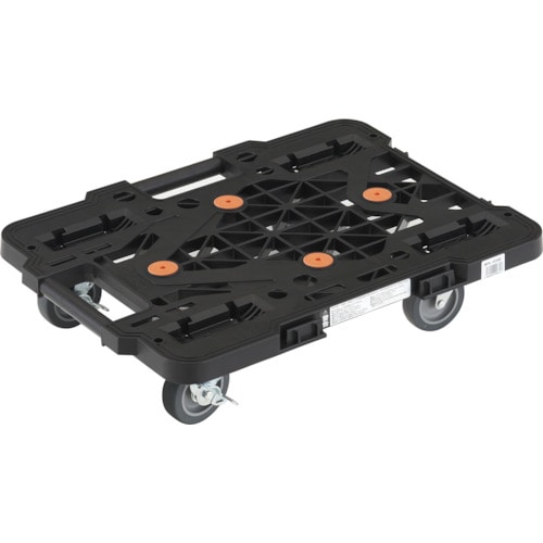 トラスコ中山 TRUSCO 樹脂製平台車 ルートバンメッシュタイプ 515X385 自在側ストッパー付 黒(ご注文単位1台)【直送品】