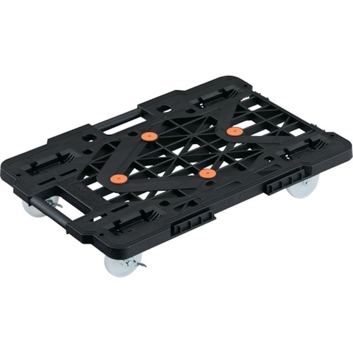 トラスコ中山 TRUSCO 樹脂製平台車 連結式ルートバン メッシュタイプ 615X415 ナイロン車輪 自在側ストッパー付 黒(ご注文単位1台)【直送品】