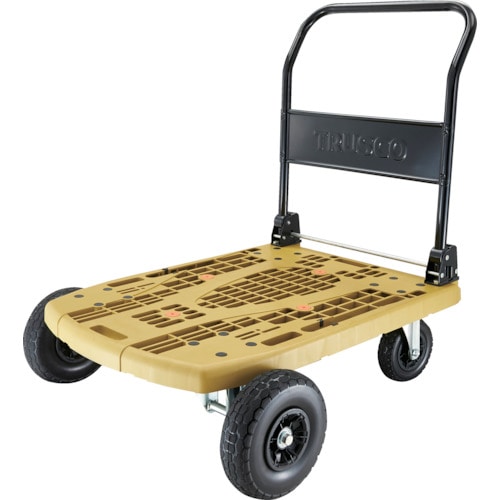 トラスコ中山 TRUSCO 樹脂台車 カルティオビッグオフロード 900X600 ノーパンクタイヤ オリーブ(ご注文単位1台)【直送品】