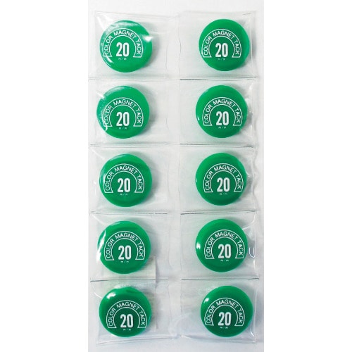 トラスコ中山 ミツヤ カラーマグネット丸型#20 緑(ご注文単位10個)【直送品】