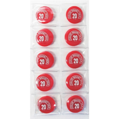 トラスコ中山 ミツヤ カラーマグネット丸型#20 赤 (ご注文単位10個)【直送品】