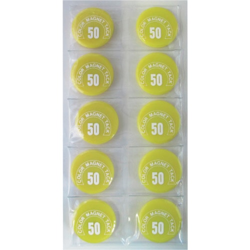 トラスコ中山 ミツヤ カラーマグネット丸型#50 黄 (ご注文単位10個)【直送品】