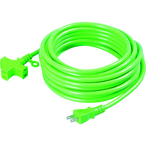 トラスコ中山 日動 十字トリプル延長コード アース無し 10m 緑(ご注文単位1本)【直送品】