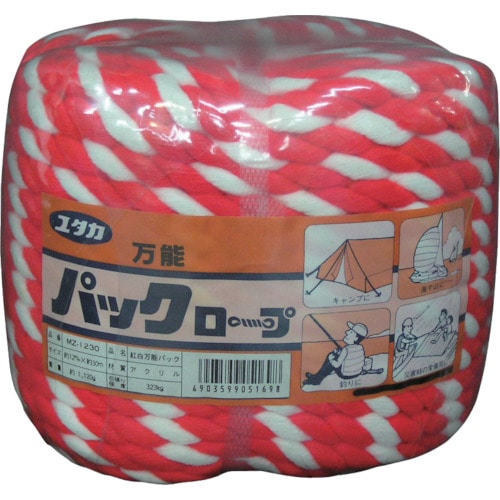 トラスコ中山 ユタカメイク アクリルロープ万能パック 12φ×30m 紅白(ご注文単位1巻)【直送品】