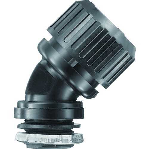 トラスコ中山 SANKEI サンフレキROBO 45°コネクタ ノックアウト接続用 管用平行おねじ付き 黒色　159-3769（ご注文単位1個）【直送品】