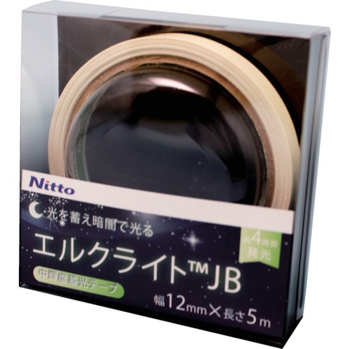 トラスコ中山 日東エルマテ 中輝度蓄光テープ JIS-JB級 0.25mm×12mm×5m グリーン(ご注文単位1巻)【直送品】