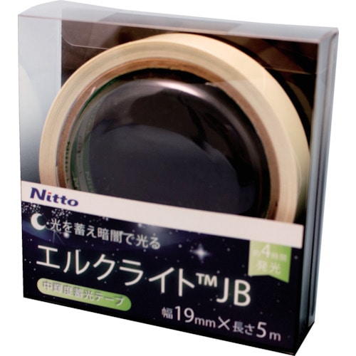 トラスコ中山 日東エルマテ 中輝度蓄光テープ JIS-JB級 0.25mm×19mm×5m グリーン(ご注文単位1巻)【直送品】