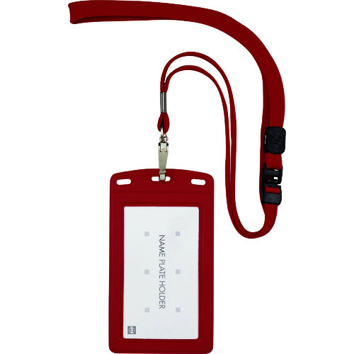 トラスコ中山 OP 吊り下げ名札 レザー調 タテ名刺 1枚 赤(ご注文単位1枚)【直送品】