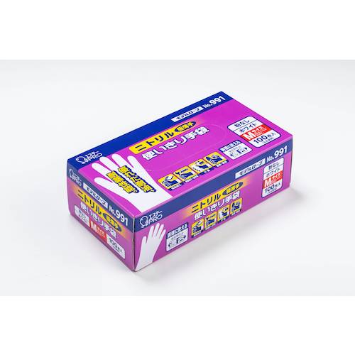 トラスコ中山 エステー NO.991ニトリル使い切り手袋 M ホワイト (粉なし) 100枚(ご注文単位1箱)【直送品】