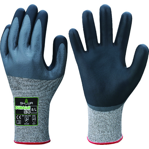 トラスコ中山 ショーワ 耐切創手袋 NO576 デュラコイル576 グレー Lサイズ（ご注文単位1組）【直送品】