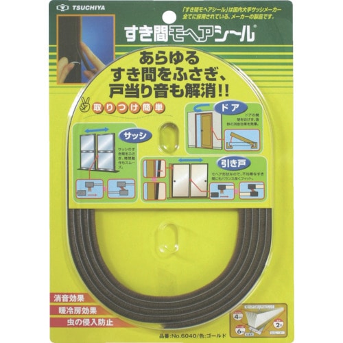 トラスコ中山 槌屋 すき間モヘヤシール ゴールド 6mm×4mm×2m(ご注文単位1巻)【直送品】