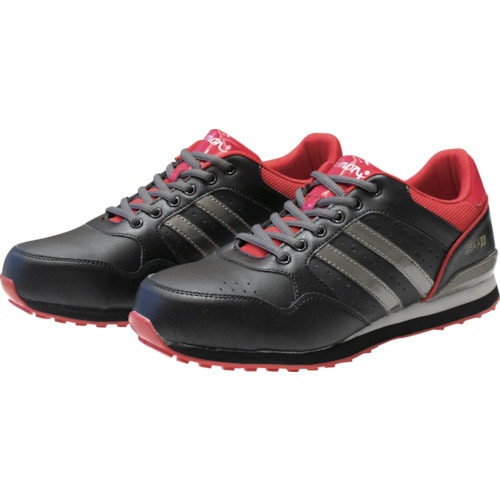 トラスコ中山 シモン 耐滑プロテクティブスニーカー NS811 25.5cm ブラック/レッド(ご注文単位1足)【直送品】