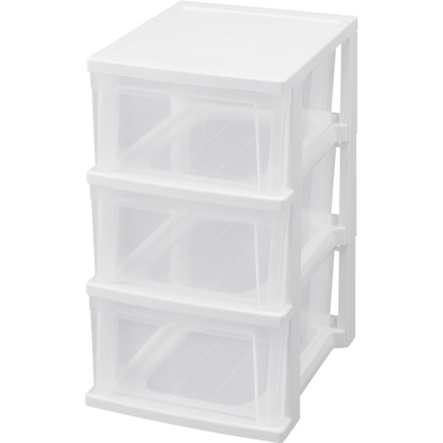 トラスコ中山 IRIS 284278 スリムチェスト NSSー323 ホワイト/クリア（ご注文単位1台）【直送品】