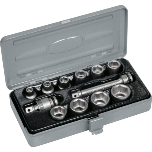 トラスコ中山 TONE インパクト用ソケットセット(メタルトレー付) 12pcs 差込角9.5mm(ご注文単位1セット)【直送品】