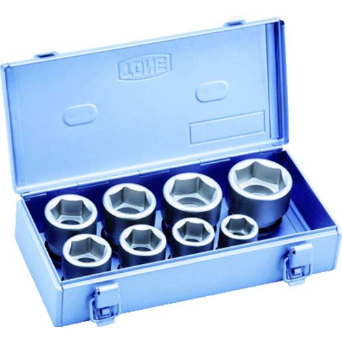 トラスコ中山 TONE インパクト用ソケットセット(メタルトレーケース仕様) 8pcs 差込角19.0mm(ご注文単位1セット)【直送品】